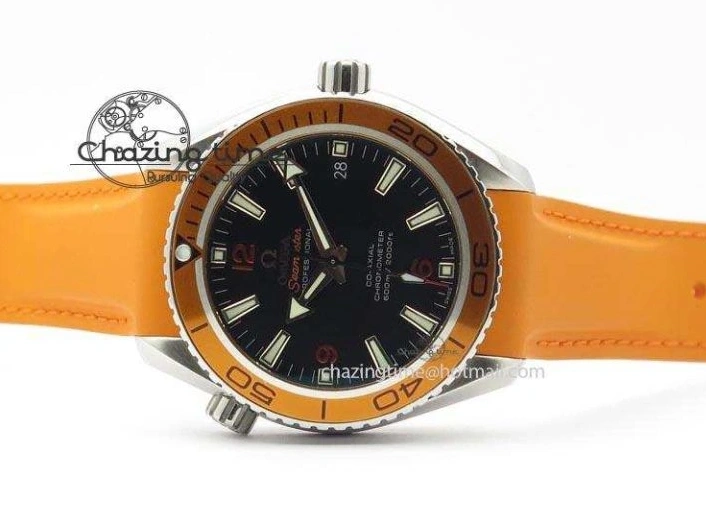 0417 Breathable Planet Ocean SS Bp Maker 45mm Orange Bezel On Orange Rubber Strap A 8221